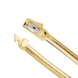 3mm 14k Two Tone Gold Reversible Omega Chain Necklace, 16 Inch